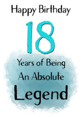 Legend 18th Birthday Card