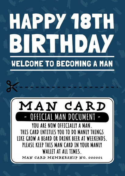 Man Card 18th Birthday Card