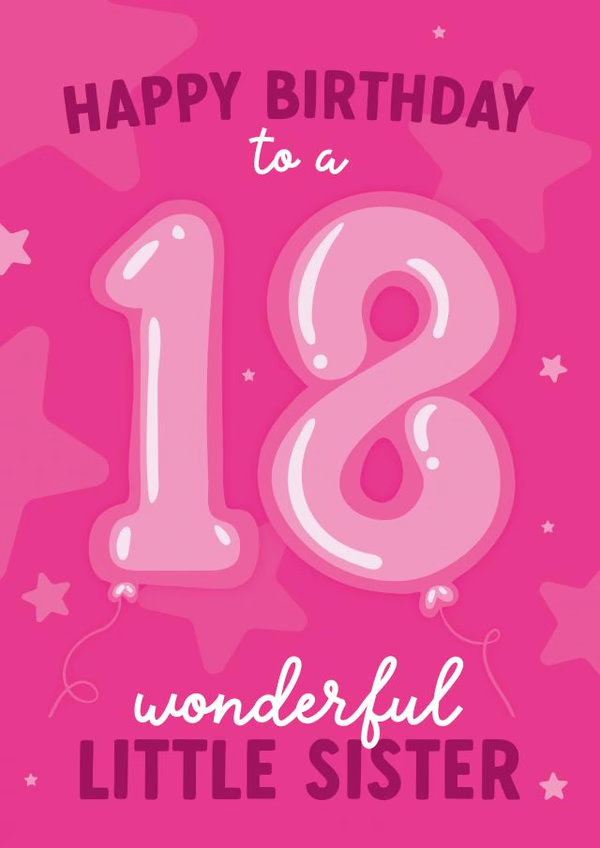 Little Sister 18th Birthday Card