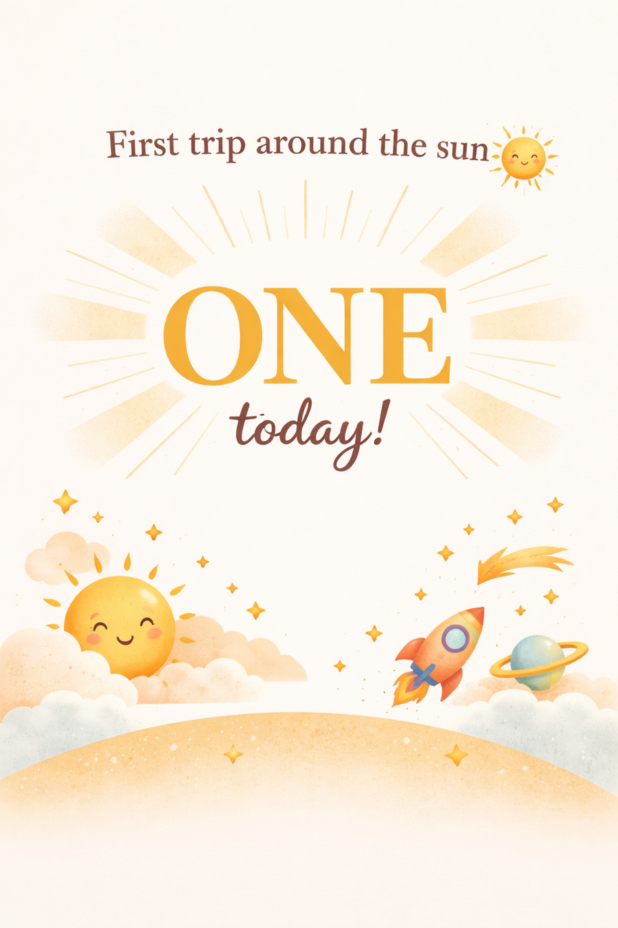 First Trip Around The Sun 1st Birthday Card