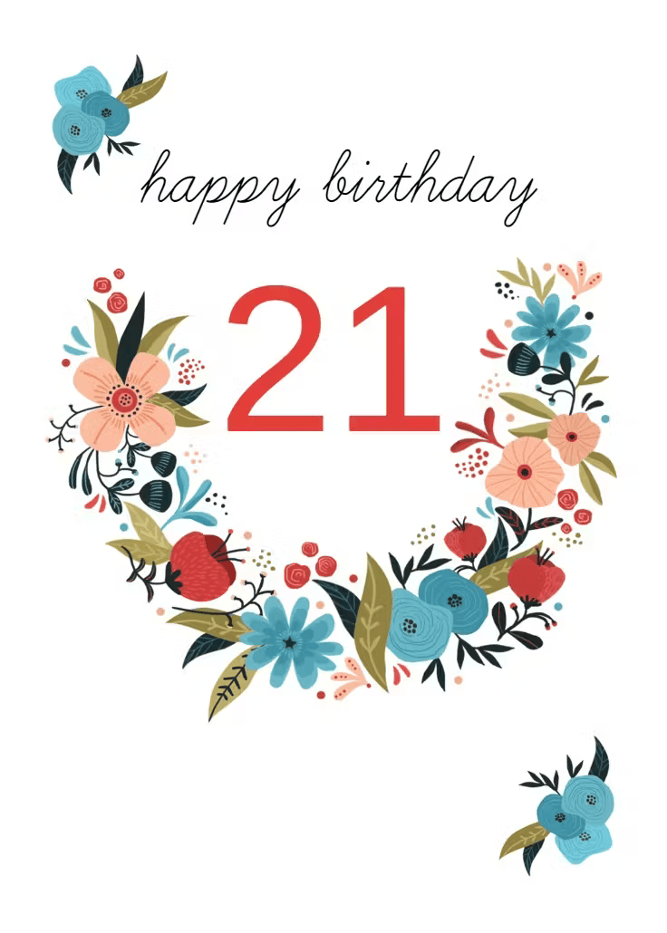 Floral 21st Birthday Card